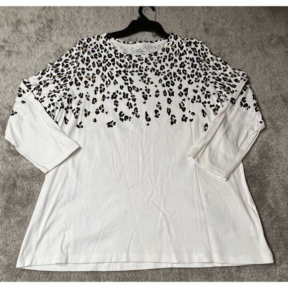 Kim Rogers Womens XL Leopard Print Top 100% Cotton - Picture 1 of 8